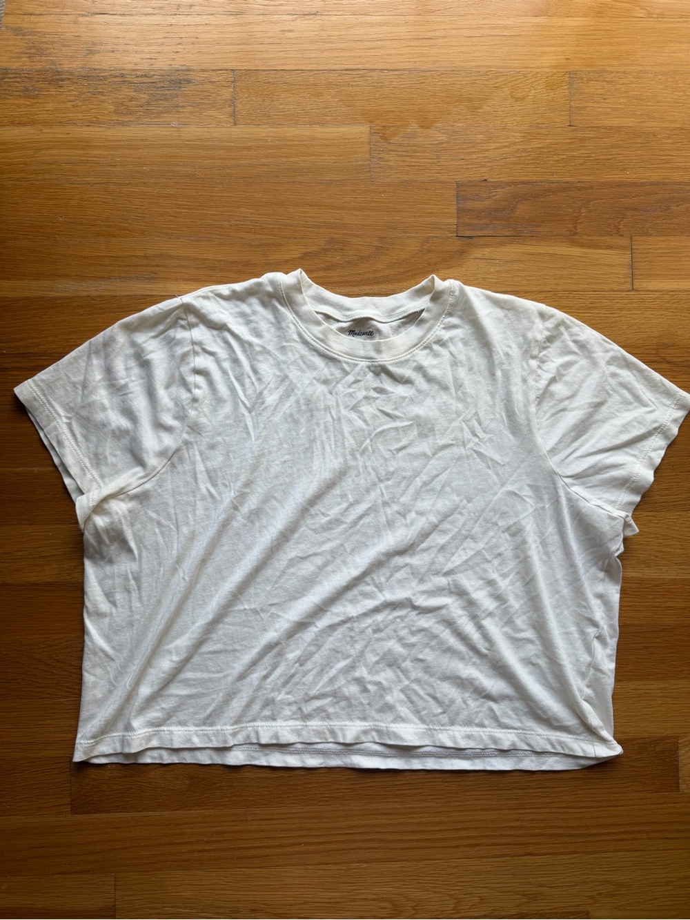 Madewell Softfade Cotton Boxy Crop Tee White - Size Large